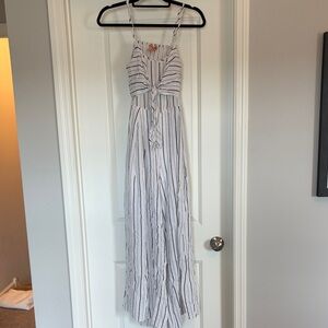 Flying Tomato Striped White Tie-Front Jumpsuit